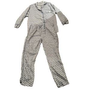 Rodan + and Fields 2 Piece Pajama Set PJ All Over Print Logo Promo Blue Large